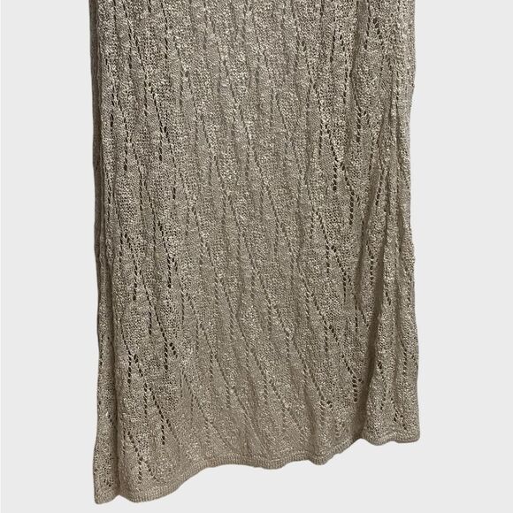 Belldini Duster Sleeveless Cardigan Size L Beige Asymmetrical Hem Boho Hippie - Picture 9 of 12